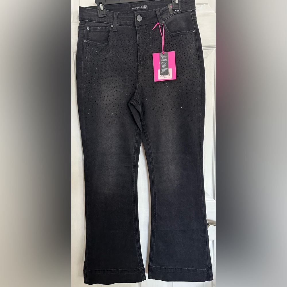 🆕One 5 One High Rise Flare Rhinestones Jeans
